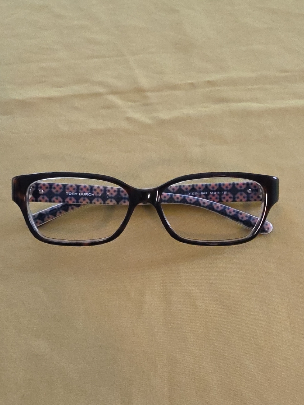 Tory Burch Womens Glasses Tortoise (Havana) w/ Patterned Temples - Gently Used